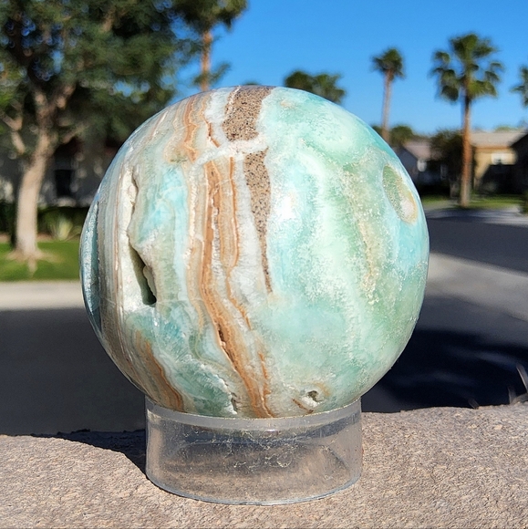 Calming Blue Aragonite Sphere with Lots of Druzy - Picture 2 of 16
